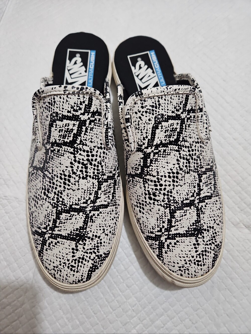 Vans Mule Snake Marsmallow Black & White Slip-On Ultracush Sz 10 W M 8.5